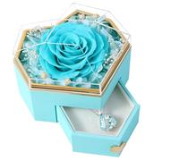 PatNlevs Caja de Regalo Rosa Eterna, Regalos Originales para Mujer, Stabilizzata Regalo con Collana Cuore per Festa Della Anniversario Compleanno (Azul claro)
