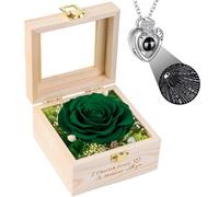 PatNlevs Regalos Originales para Mujer Madre, Regalo Dia de la Madre, Rosa Eterna Natural con Collar, Regalo de Cumpleaños para Mama Madre Novia Esposa (Verde)