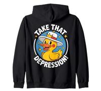 Pato Alegre Humor Motivador Mensaje Salud Mental Sudadera con Capucha