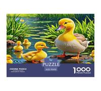Pato Amarillo 100% cartón Reciclado, mamá Pato y patitos Junto al Agua, Rompecabezas de 1000 Piezas para Adultos, Hermoso y único Rompecabezas Decorativo de 70 x 50 cm/1000 Piezas