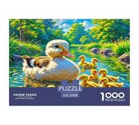 Pato Amarillo 100% cartón Reciclado Pato Blanco con patitos en el Agua Rompecabezas de 1000 Piezas para Adultos Desafiante y Estimulante 52 x 38 cm/1000 Piezas