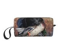 Pato Caza Labrador Perro Cool Negro Cachorro Animal, Bolsa de Maquillaje Bolsa de cosméticos Bolsa de artículos de tocador de Viaje portátil Bolsa de Maquillaje