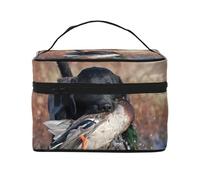 Pato Caza Labrador Perro Cool Negro Cachorro Animal, Bolsa de Maquillaje Bolsa de cosméticos Bolsa de Aseo de Viaje portátil Estuche para lápices