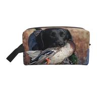 Pato Caza Labrador Perro Cool Negro Cachorro Animal, Bolsa de Maquillaje Bolsa de cosméticos Bolsa de artículos de tocador de Viaje portátil Organizador de Bolsa de Maquillaje