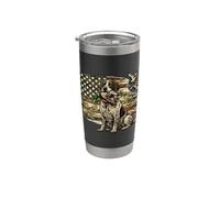 Pato Caza Perro Bandera Americana Bird Hunter Retriever Vaso térmico de acero inoxidable de doble pared