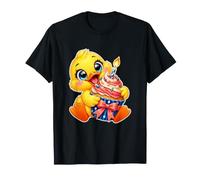 Pato con Lazo Esmerilado para Cupcakes y Vela a Rayas Camiseta