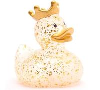 Pato de baño King Glitter Gold - Incluye llavero de goma en el set, pato chirrido, real, real, purpurina y glamour,