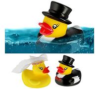 Pato de baño para Pareja de Novios | H5 cm Amarillo Patos Nupciales | Juguete de baño Boda Novios Regalo