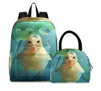 Pato De Dibujos Animados De Acuarela Mochila de Estudiantes Bolsa Térmica para Fiambrera Mochilas Bolsa del Almuerzo para Niñas Escolar Niños
