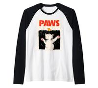 Pato de goma amarillo Paws Cat para hombres, niños y mujeres, divertido gato Camiseta Manga Raglan
