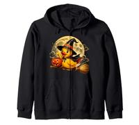 Pato de Goma con Sombrero de Bruja Jack O Lantern Moon Escoba Sudadera con Capucha