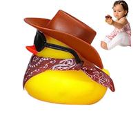 Pato De Goma Cowboy Para Coche,Pato De Goma Vaquero | Divertido juguete de baño y decoración de tablero de instrumentos de coche - Accesorios de coche de pato de goma y