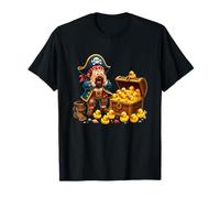 Pato de Goma Divertido Pirata Tesoro Caricatura Cofre Camiseta