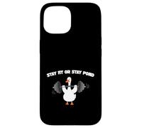Pato de Levantamiento de Pesas Stay Fit Or Stay Fond Funny Workout Gym Carcasa para iPhone 15