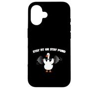 Pato de Levantamiento de Pesas Stay Fit Or Stay Fond Funny Workout Gym Carcasa para iPhone 16