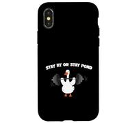 Pato de Levantamiento de Pesas Stay Fit Or Stay Fond Funny Workout Gym Carcasa para iPhone X/XS