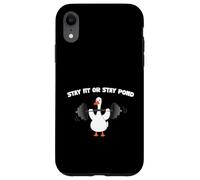 Pato de Levantamiento de Pesas Stay Fit Or Stay Fond Funny Workout Gym Carcasa para iPhone XR