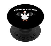 Pato de Levantamiento de Pesas Stay Fit Or Stay Fond Funny Workout Gym PopSockets PopGrip Adhesivo