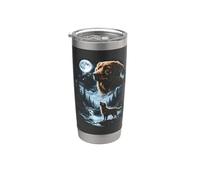 Pato de Nueva Escocia Tolling Retriever aullando a la Luna 90 Vaso térmico de acero inoxidable de doble pared