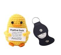 Pato de pollo amarillo positivo de punto con tarjeta positiva inglesa y acero inoxidable alemán que fomenta la suerte, monedas de decisión, muñeca de apoyo emocional para regalo de cumpleaños