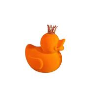 Pato decorativo en naranja con corona de purpurina, figura decorativa de plástico, 19 x 15 x 21 cm, elegante decoración de Pascua o decoración de primavera para estantería, alféizar de ventana, cómoda