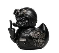 Pato del Old Fuckers Club, divertida figura de pato miembro vitalicio, pato rebelde con el dedo corazón levantado, estatua decorativa de patos moteros rudos: símbolo de libertad y actitud. (A*1)
