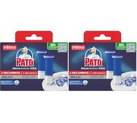 Pato Discos Activos WC Agua Azul, Colorea el Agua de Azul, Limpia, Refresca y Perfuma el Inodoro, Eficacia 360°, 2 Recambios : 12 Discos (Paquete de 2)