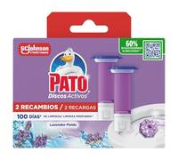 Pato Discos Activos WC Lavanda, Limpia, Refresca y Perfuma el Inodoro, Eficacia 360°, 2 Recambios = 12 discos