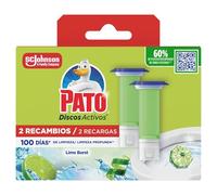 Pato Discos Activos WC Lima, Limpia, Refresca y Perfuma el Inodoro, Eficacia 360°, 2 Recambios = 12 discos