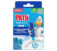 Pato Discos Activos WC Marine, Limpia, Refresca y Perfuma el Inodoro, Eficacia 360°, 1 Aparato + 1 Recambio = 6 discos