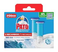 Pato Discos Activos WC Marine, Limpia, Refresca y Perfuma el Inodoro, Eficacia 360°, 2 Recambios = 12 discos