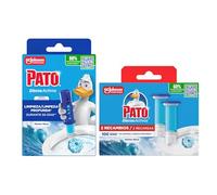 Pato Discos Activos WC Marine, Limpia, Refresca y Perfuma el Inodoro, Eficacia 360°, Pack 1 Aparato + 3 Recambios = 18 discos