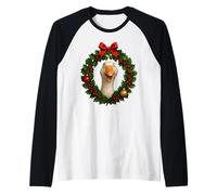 Pato Divertido Navidad Aves de Corral Animal de Granja Navidad Camiseta Manga Raglan