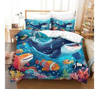 PATO FLIGHT Cute Ocean Animals Juego De Funda Nórdica, 3 Piezas, Funda De Edredón Y Funda De Almohada Impresa 3D, Microfibra Suave, Cremallera, para Niños Y Adultos Double（200x200cm）