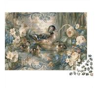 Pato Madre Estanque Flores Puzzle de 1000 Piezas Puzzle para Adultos Relajación Enfoque Decoración Regalo Familiar 70x50cm/1000pcs