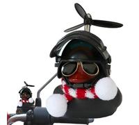Pato navideño de dibujos animados - 6,8 x 6 x 9,5 cm, decoración de tablero de goma, suave, accesorio de mini sombrero, perfecto para coche, hogar, decoración de Navidad, estante de mesa, oficina