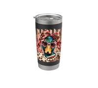 Pato navideño divertido y atrevido arco de coqueta a rayas Vaso térmico de acero inoxidable de doble pared