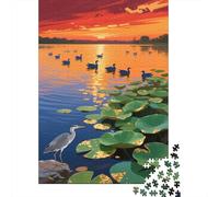 Pato Puzzle De 1000 Piezas The Shadow of Patos in The Setting Sun Rompecabezas para Adultos De 1000 Piezas Obra De Arte Hobby 1000pcs (75x50cm)