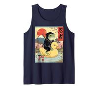 Pato Rana Ninja Montando, Ukiyo-e Japonés, Monte Fuji Sakura Camiseta sin Mangas