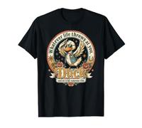 Pato sarcástico Lo Que Sea Que la Vida te Lance Actitud Divertida Camiseta gráfica económica