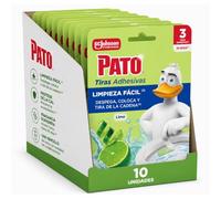 Pato Tiras Adhesivas WC Lima, Limpia, Refresca y Perfuma el Inodoro, Frescor Intenso, Pack de 10 = 30