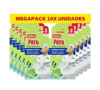 Pato Tiras Adhesivas WC Lima, Limpia, Refresca y Perfuma el Inodoro, Frescor Intenso, Pack de 10 = 30 Tiras