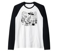 Pato Vaquero OVNI Farfelu UFO Western Divertido Camiseta Manga Raglan