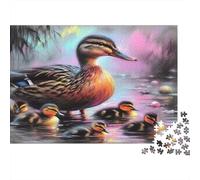 Pato y patitos Puzzle 1000 Piezas Papel Reciclado para Adultos Puzzle para Adultos Juego Educativo para descompresión Juego Familiar Divertido Excelente Idea de Regalo 52x38cm/1000pcs