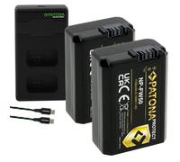 PATONA 2 baterías Protect NP-FW50 de 1100 mAh (carcasa V1) + cargador de doble PD; para Sony Alpha 5000-6500, A7, NEX-3 a NEX-7, A33-A55, RX10 II - IV - Kit completo para días de fotos sin