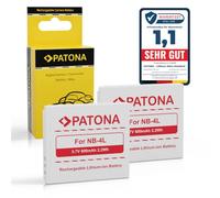 PATONA 2X Batería para Canon NB-4L NB4L 600mAh 3.7V 2.2Wh | Compatible: Canon Ixus 30, 80is, 82is, 100is, 110is, 115HS, 117 HS, 120is, 130is, 220 HS, 230 HS, 255 HS, 265 HS, i zoom