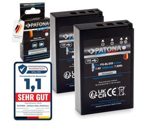 PATONA 2X Platinum PS-BLS-5 Batería 1050mAh USB-C Input Compatible con Olympus E-450 OM-D E-M10 Mark II III S IV Pen E-P3 E-PL1 E-PL2 E-PL3 E-PL5 E-PL6 E-P7 E-PL7 EPL8 EPL10 EP7 EPM1 EPM2 BLS5