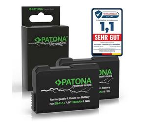 PATONA 2X Premium EN-EL14 Batería 1100mAh Compatible con Nikon Coolpix P7000 P7100 P7700 P7800 D3100 D3200 D3300 D3400 D3500 D5100 D5200 D5300 D5500 D5600 5600 DF ENEL14 EN EL14 EN EL 14 EN-EL14a