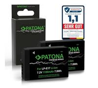 PATONA 2X Premium LP-E17 Batería 1100mAh (parcialmente decodificada - no Compatible con Cargador Canon, sin Tiempo restante en RP M3 M5 M6) para EOS 77D 200D 750D 760D 8000D Rebel T6i T6s LPE17