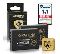 PATONA 2X Protect Batería NP-W126s 1210mAh - Repuesto para Fuji Fujifilm X-T5 X-T50 X100VI X100F X-S10 X-M5 X-T30 II X-E4 X-Pro3 - con Sensor NTC y Carcasa V1